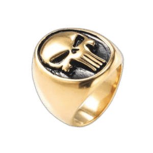 bague chevaliere en acier inoxydable avec symbole du punisher 5 variantes doree 54 4 530 1