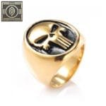 Bague Chevalière En Acier Inoxydable Avec Symbole Du Punisher: 5 Variantes - Dorée / 54.4 Mm