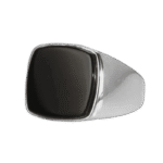 Bague Chevalière En Argent Avec Pierre Carré D’onyx
