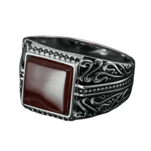 bague chevaliere en argent avec pierre carree dagate rouge 54 4 mm roas300 791 1