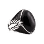 Bague Chevalière En Argent Avec Pierre D’onyx Ovale