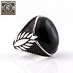 Bague Chevalière En Argent Avec Pierre D’onyx Ovale - 56 Mm