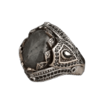 Bague Chevalière En Argent Massif Ornée De Pierre Précieuse