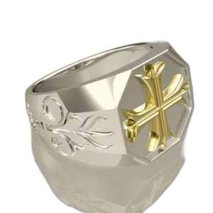 Bague Chevalière En Argent Massif Rhodié: Force Des Templiers - 67 Mm