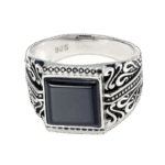 bague chevaliere en argent sterling 925 avec pierre carree dagate noire 67 2 mm 200 1
