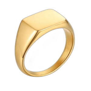 Bague Chevalière Femme En Acier Inoxydable - 52 Mm / Rectangle Or