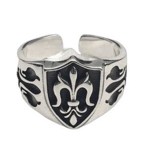 Bague Chevalière Fleur: Lys Antique Royauté - Redimensionnable