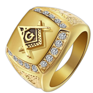 Bague Chevalière Franc-maçon Dorée, Symboles Francs-maçons 3 Bague Chevalière Franc-maçon Dorée Symboles Francs-maçons - 55 Mm