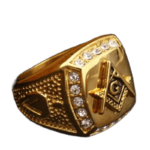 Bague Chevalière Franc-maçon Dorée Symboles Francs-maçons