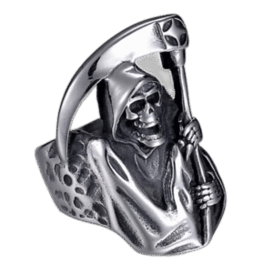 bague chevaliere homme acier inoxydable avec faucheuse tete de mort 55 mm roas300 593 1
