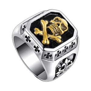 bague chevaliere homme acier inoxydable incarnez la puissance du guerrier 55 3 mm or 989 1