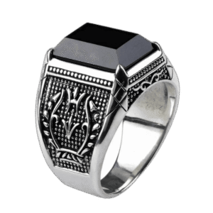 bague chevaliere homme ancienne avec pierre noire donyx 54 4 mm roas300 601 1