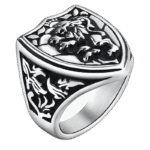 bague chevaliere homme blason lion la puissance au poignet argent 54 5 mm roas250 710 1