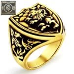 Bague Chevalière Homme Blason Lion: La Puissance Au Poignet - Or / 54.5 Mm