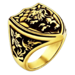 Bague Chevalière Homme Blason Lion: La Puissance Au Poignet - Or / 54.5 Mm