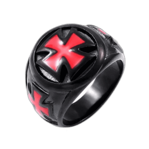 bague chevaliere homme croix rouge ancree en acier inoxydable 54 4 mm roas200 227 1
