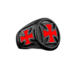 bague chevaliere homme croix rouge ancree en acier inoxydable roas200 307 1
