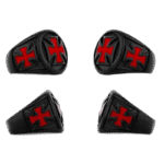 bague chevaliere homme croix rouge ancree en acier inoxydable roas200 396 1