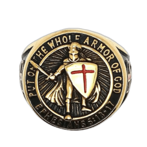 Bague Chevalière Homme En Acier Inoxydable 316l Avec Gravure Dorée - 54 Mm