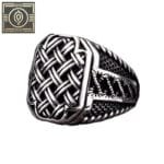 Bague Chevalière Homme En Argent Avec Face Rectangulaire Ornée - 55 Mm