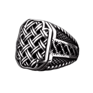 Bague Chevalière Homme En Argent Avec Face Rectangulaire Ornée - 55 Mm