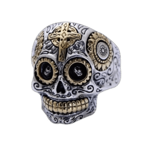 bague chevaliere homme en argent rhodie inspiration mort mexicaine 72 8 mm roas400 427 1