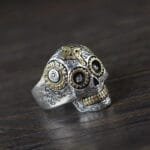 Bague Chevalière Homme En Argent Rhodié - Inspiration Mort Mexicaine