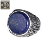 Bague Chevalière Homme En Argent Sterling 925 Avec Pierre De Lapis Lazuli - 54.4 Mm