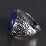 Bague Chevalière Homme En Argent Sterling 925 Avec Pierre De Lapis Lazuli