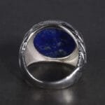 Bague Chevalière Homme En Argent Sterling 925 Avec Pierre De Lapis Lazuli