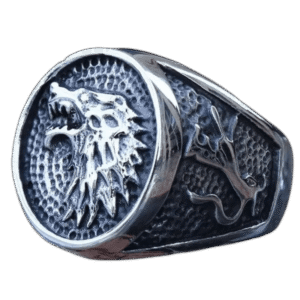 bague chevaliere homme motard avec face ronde loup 57 mm roas200 542 1
