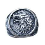 Bague Chevalière Homme Motard Avec Face Ronde Loup