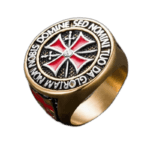 Bague Chevalière Homme Templier à Face Ronde