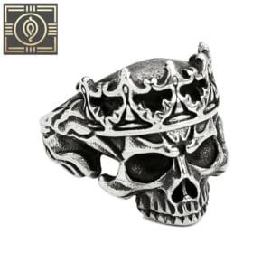 Bague Chevalière Homme Tête De Mort Argenté - Bijou Gothique En Acier Inoxydable - 54 Mm