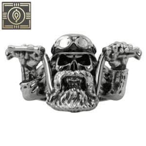 Bague Chevalière Homme Tête De Mort Biker - 56.8 Mm