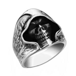 bague chevaliere homme tete de mort faucheuse en acier inoxydable 55 3 mm roas200 838 1