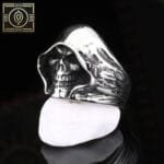 Bague Chevalière Homme Tête De Mort Faucheuse En Acier Inoxydable - 65 Mm