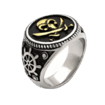 bague chevaliere homme tete de mort pirate bijou gothique en acier inoxydable 54 mm 685 1