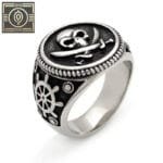 Bague Chevalière Homme Tête De Mort Pirate Bijou Gothique En Acier Inoxydable - 54 Mm / Argent