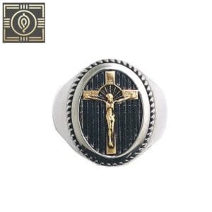 Bague Chevalière Jésus En Acier Inoxydable - 51.4 Mm