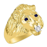 Bague Chevalière Lion En Or Sertie D’une Pierre