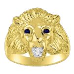Bague Chevalière Lion En Or Sertie D’une Pierre