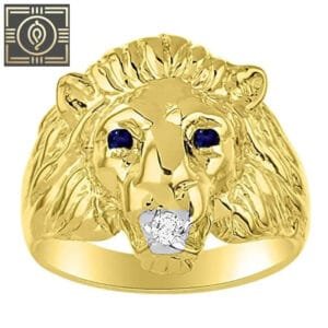 Bague Chevalière Lion En Or Sertie D’une Pierre - 48mm