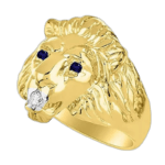 Bague Chevalière Lion En Or Sertie D’une Pierre