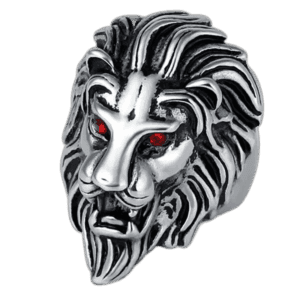 Bague Chevalière Lion Yeux Imitation Rubis 1 Bague Chevalière Lion Yeux Imitation Rubis - 54.4 Mm / Argent
