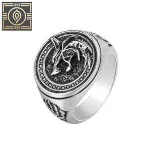 Bague Chevalière Loup En Acier Inoxydable - Argent / 54.4 Mm