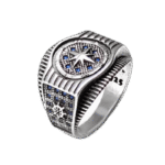 bague chevaliere luxe avec gravures 3d offrez un bijou argent unique bleu 55 mm 336 1