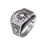 Bague Chevalière Luxe Avec Gravures 3d — Offrez Un Bijou Argent Unique - Noir / 55 Mm