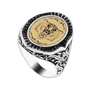bague chevaliere luxe homme argent sterling avec tete de loup gravee 56 mm roas400 292 1