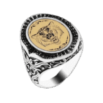 bague chevaliere luxe homme argent sterling avec tete de loup gravee roas400 815 1